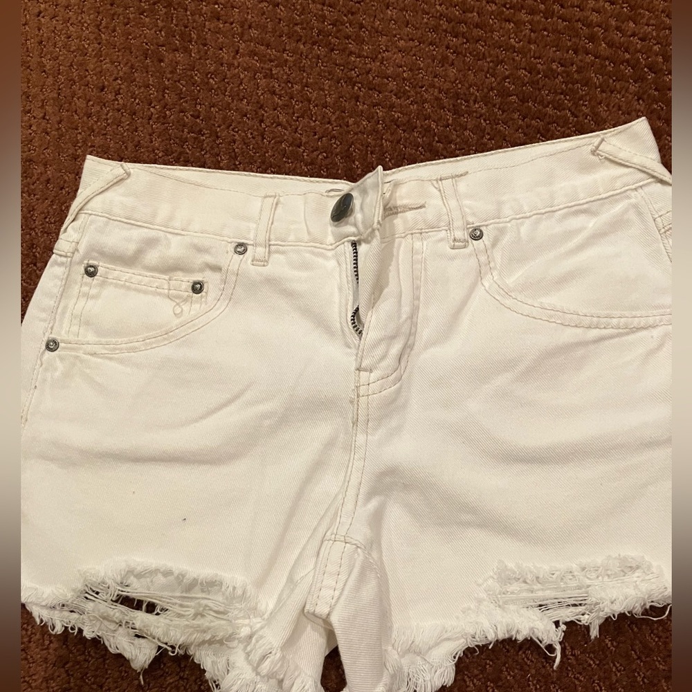 Free People White Denim Shorts